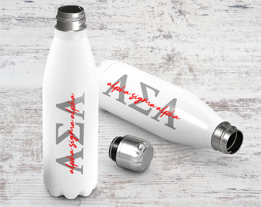 ASA Letters Script Water Bottle - Uptown Greek